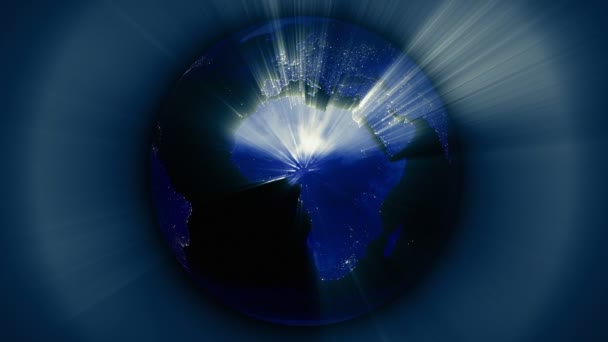 Lichtausbrüche von der Erde in der Nacht — Stockvideo