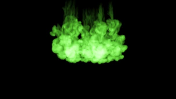 Fluorescerande ljus grön gouache snurrar i vatten — Stockvideo