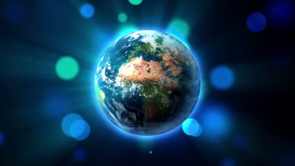 Globe avec des cercles verts et bleus en arrière-plan — Video