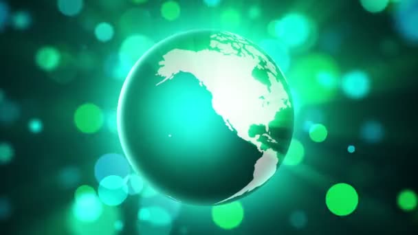 Green globe and lights — Stock Video