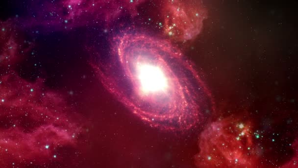 Červený galaxy s sunburst — Stock video