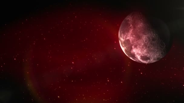 Красное небо и луна — стоковое видео