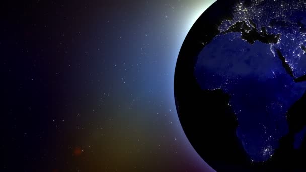 Sida av jorden som snurrar på natten — Stockvideo