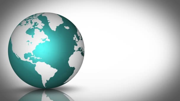 白色背景的蓝绿色地球仪 — 图库视频影像