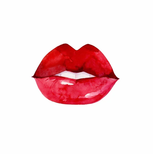 Lábios Pintados Aquarela — Fotografia de Stock