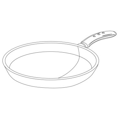 Vector drawing, frying pan, isolated, white background, outline drawing, illustration