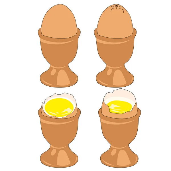 Vector Drawing Set Eggs Stand Arable Land Whole Egg Broken — Stok Vektör