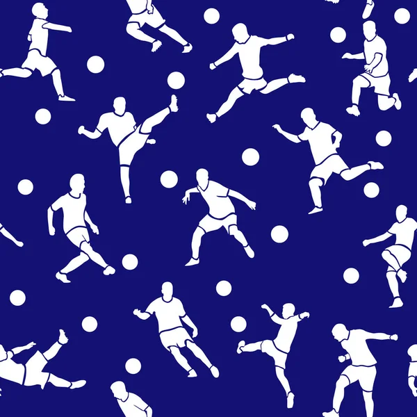 Patrón Ilustración Vectorial Jugadores Fútbol Con Pelota Diferentes Poses Dibujos — Vector de stock