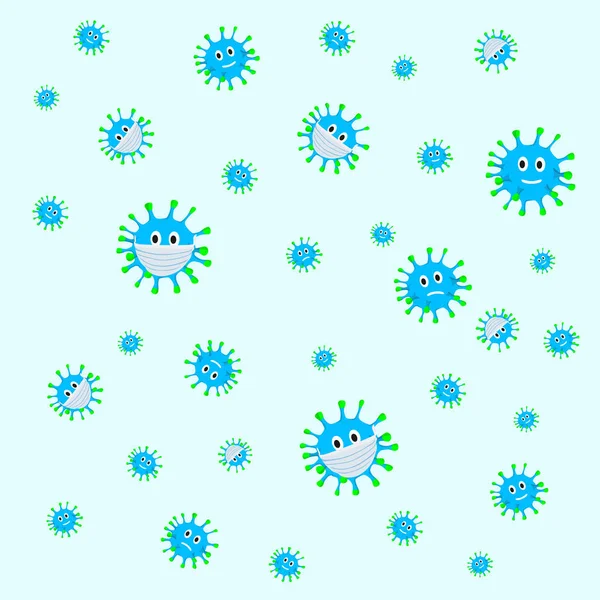 Mavi Izole Bir Arkaplanda Düz Bir Şekilde Koronavirüsün Vektör Çizimi Telifsiz Stok Illüstrasyonlar