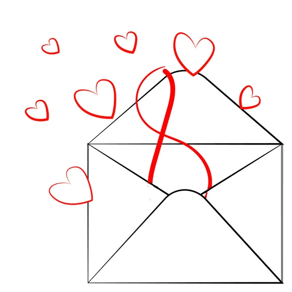 Ilustração Vetorial Romântica Sobre Amor Envelope Amor Flat Romance Coração — Vetor de Stock