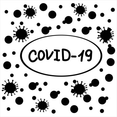 Vektör arkaplan çizimi, beyaz izole bir arkaplanda karikatür düz stili bir koronavirüs görüntüsü. Kusursuz vektör deseni, arkaplan.