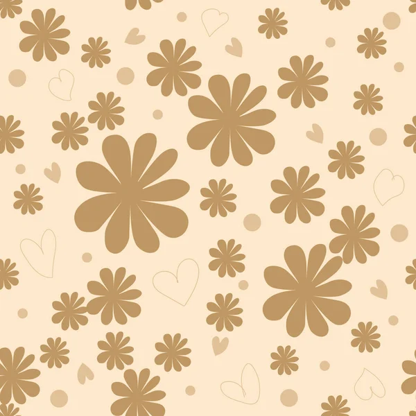Vektor Romantischen Muster Hintergrund Mit Gänseblümchen Einem Flachen Stil Nahtloses — Stockvektor