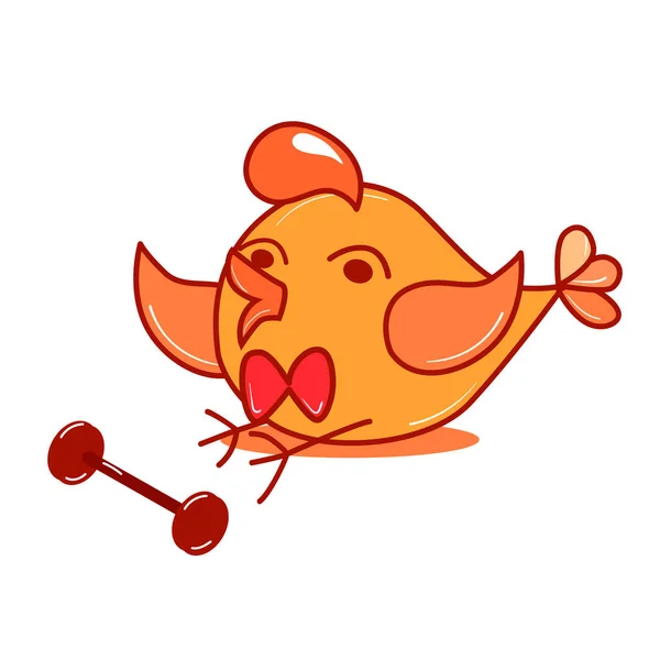 Vector Drawing Sporty Yellow Tired Bird Sitting Floor Dumbbell Tuft Royalty Free Stock Illustrations