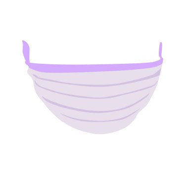 Beyaz izole bir zemin üzerinde virüslerden düz bir şekilde tıbbi bir maskenin vektör çizimi.