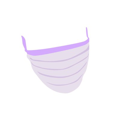 Beyaz izole bir zemin üzerinde virüslerden düz bir şekilde tıbbi bir maskenin vektör çizimi.