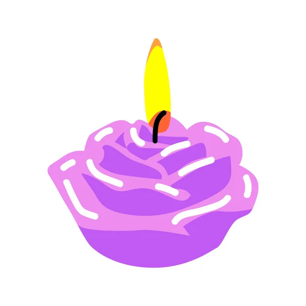 Vektorflaches Zeichenset Aus Brennenden Kerzen Auf Weißem Isoliertem Hintergrund Für — Stockvektor