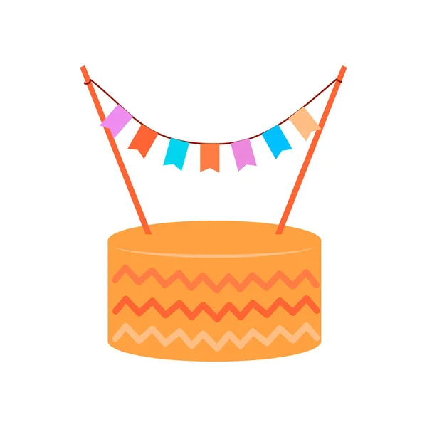 白い隔離された背景にお祝いケーキのベクトルフラット図面 誕生日 カード 装飾用の漫画 — ストックベクタ