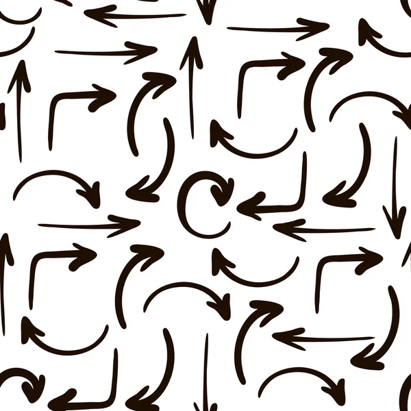 Motif Vectoriel Sans Couture Dessins Flèches Noires Faites Main Symbole — Image vectorielle