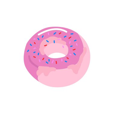 Çörek, beyaz izole edilmiş arka planda el yapımı tatlı bir tatlının vektör çizimi. Düz çörek, davetiye, kart, menü, pankart dekorasyonu için çizgi film