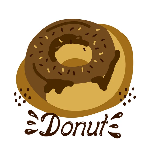 Donut Vectortekening Van Een Handgemaakt Zoet Dessert Een Witte Geïsoleerde — Stockvector