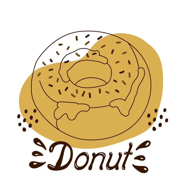Donut Desenho Vetorial Uma Sobremesa Doce Feita Mão Fundo Isolado — Vetor de Stock