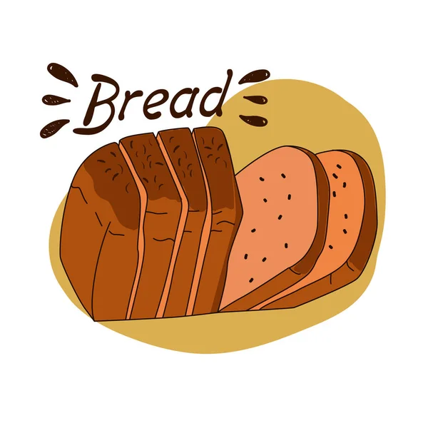 Vector Drawing Handmade Rye Bread White Isolated Background Loaf Bread — Stock Vector