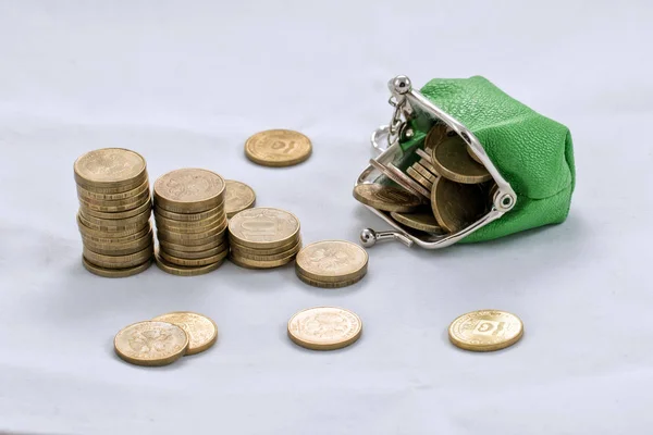 Gold plated coins are in stacks — Stock Photo, Image