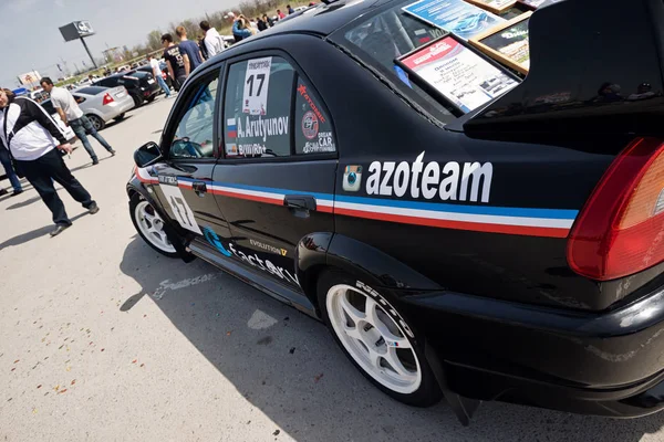 Sport car Mitsubishi Lancer modified for street racing at the ex — Stock Photo, Image