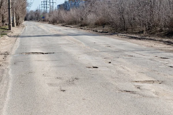 Terrible carretera de asfalto de calidad — Foto de Stock