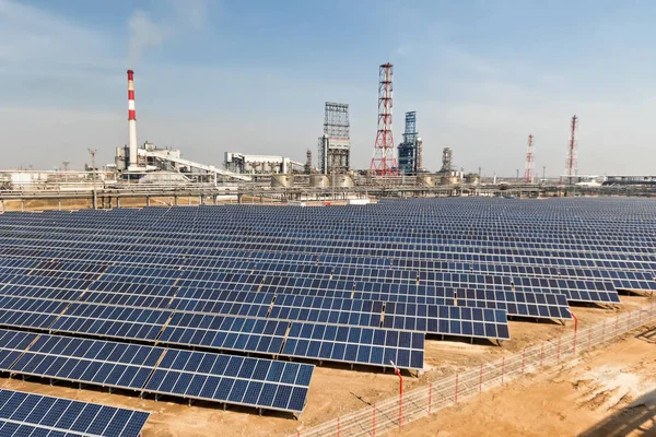 Solar panels installed on the territory of the petrochemical com