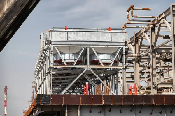 Bloque Nuevos Intercambiadores Calor Instalación Del Complejo Petroquímico Construcción —  Fotos de Stock