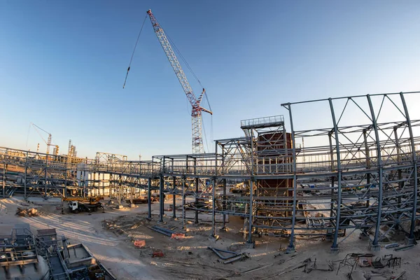 Будівельний Майданчик Нового Нафтохімічного Заводу Вид Висоти Перед Заходом Сонця — стокове фото