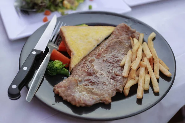 Grillezett Marhahús Steak Étel — Stock Fotó
