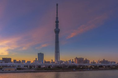 Tokyo siluetinin batımında görünümü.