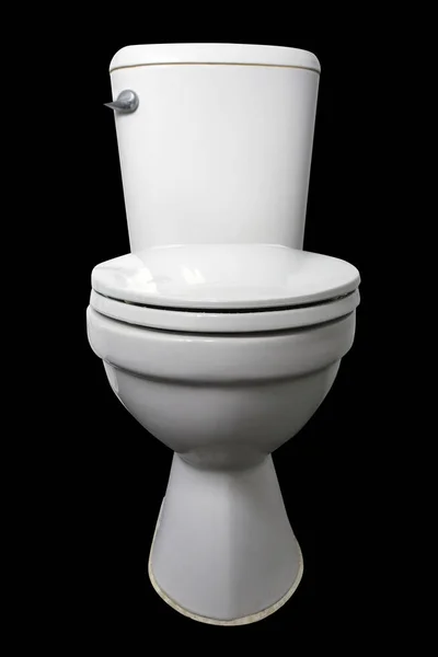 Witte toiletpot geïsoleerd op zwarte achtergrond. — Stockfoto