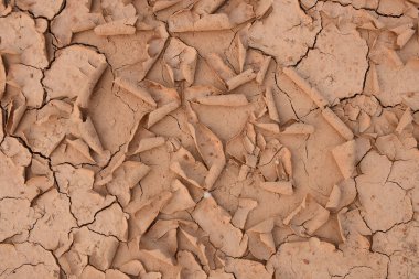 Çatlak kuru kahverengi toprağın desenli arka planı.