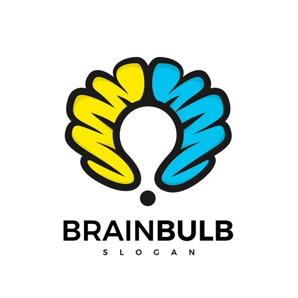Beyin ampul logo — Stok Vektör