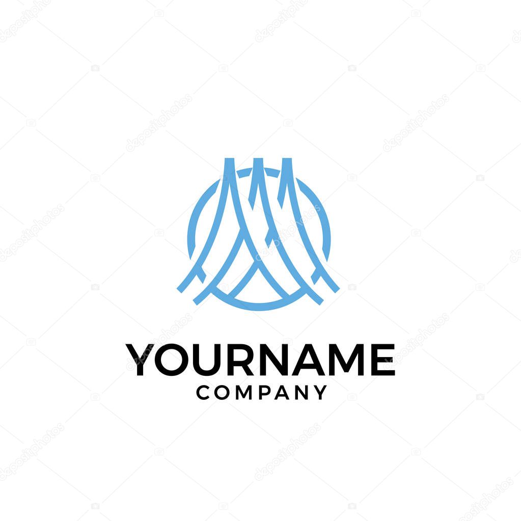 Stylistic icon of the entrance with decorative curtains. Symbol - curtains, awning, marquee, wedding.