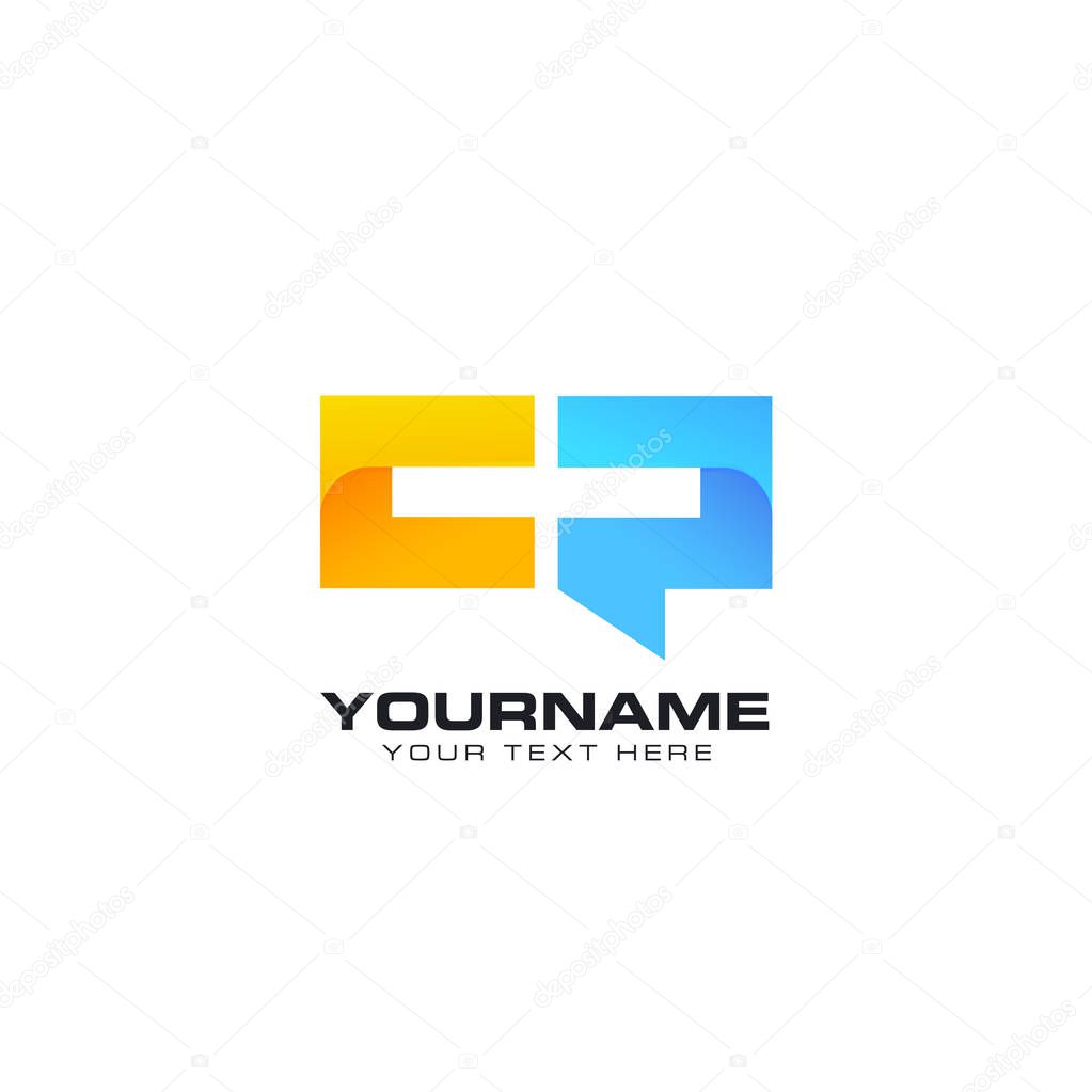 Creative chat. Combination of letters C,P and chat icon.