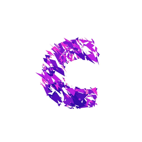 Letter C, onderverdeeld in een splinters. — Stockvector