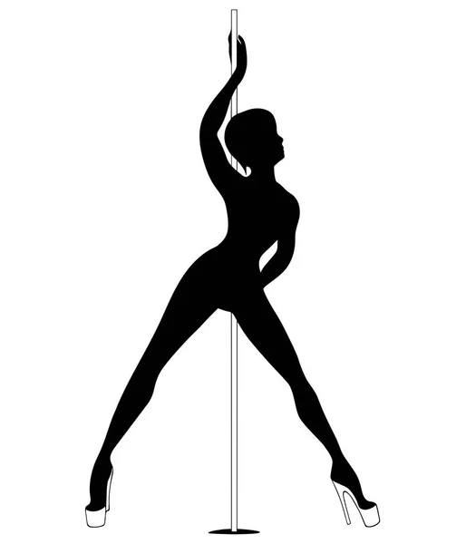 Silhouette women pole dance exotic — Stock Vector