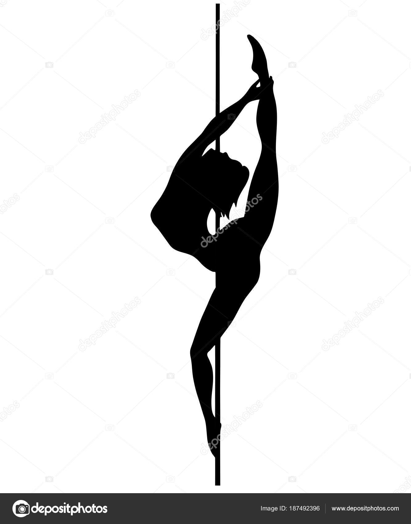 Silhouette Women Pole Dance Bielmann Stock Vector