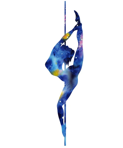 Silueta mujer pole dance — Foto de Stock