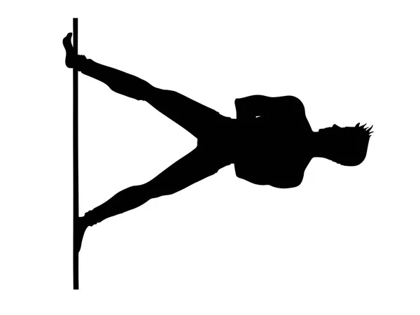 Silhouette uomo pole dance stelle marine nero — Vettoriale Stock