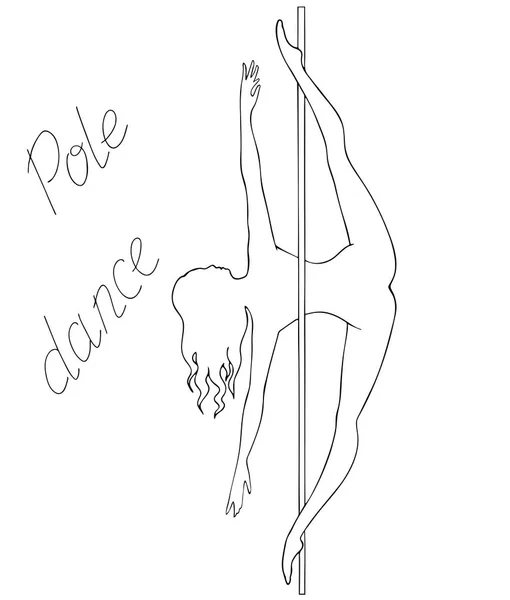 Silueta mujer pole dance blanco y negro — Vector de stock