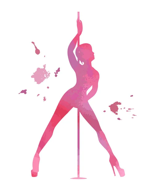 Sylwetka kobiety biegun taniec egzotyczne — Wektor stockowy