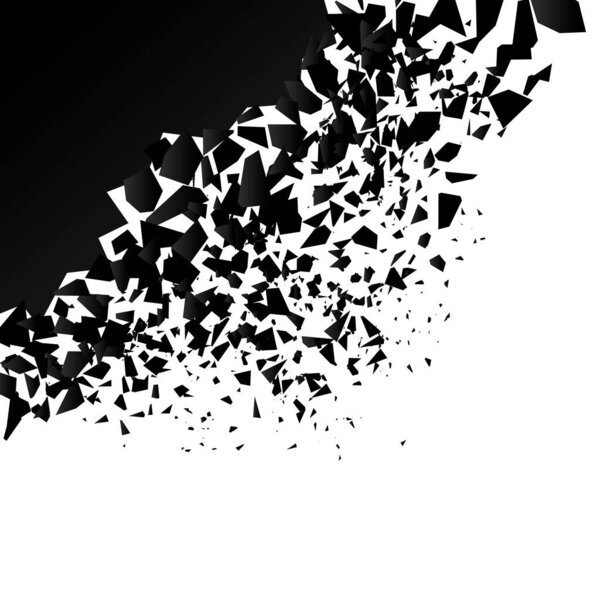 background explosion with debris. Isolated black illustration