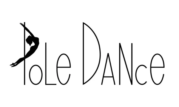 Pole dance typographie lettrage sur fond blanc avec silhouette de femmes . — Image vectorielle