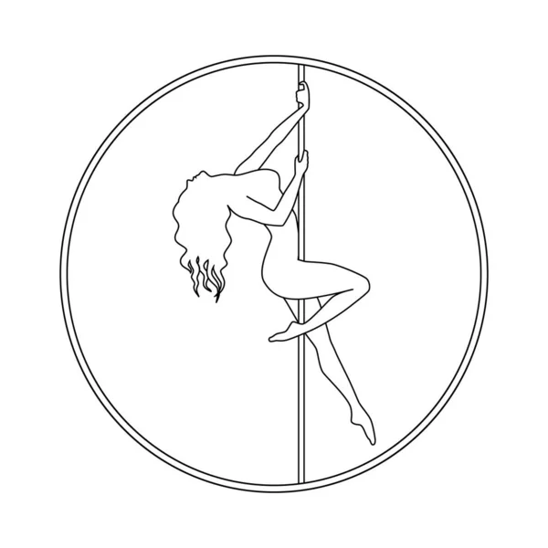 Silhouette donne pole dance logo esotico bianco e nero — Vettoriale Stock