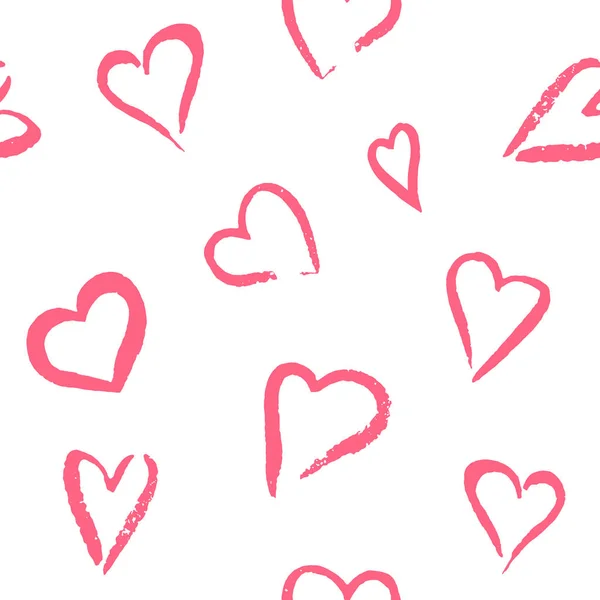 Векторный бесшовный рисунок ручной росписи розовых сердец — стоковый вектор